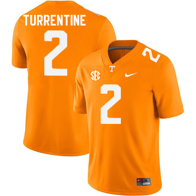 Men #2 Andre Turrentine Tennessee Volunteers College Football Jerseys Stitched-Orange